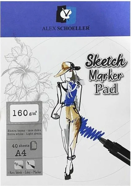 Alex Schoeller Sketch Marker Defteri Pad 160 gr A4 40 Yaprak