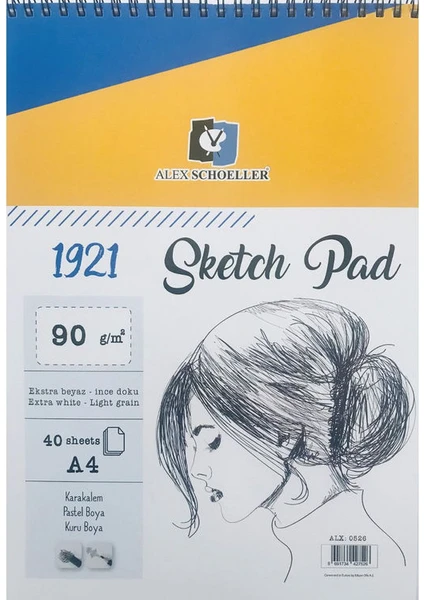 Alex Schoeller Sketch Pad Spiralli Eskiz Çizim Defteri 90 gr A4 40 Yaprak