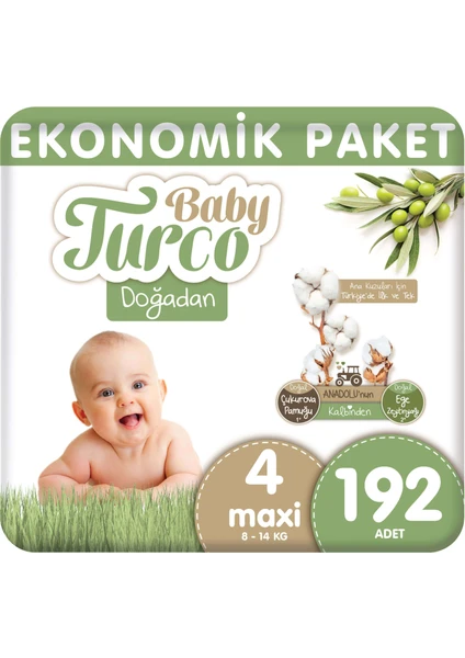 Baby Turco Doğadan Bebek Bezi Ekonomik Maxi 4 Numara 192