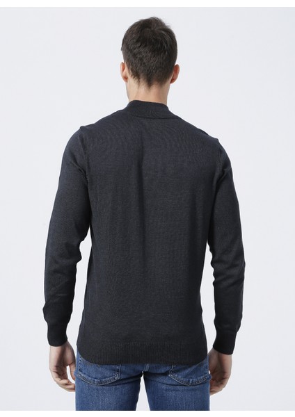 Rocco Bato Yaka Basic Düz Antrasit Melanj Erkek Kazak modelleri