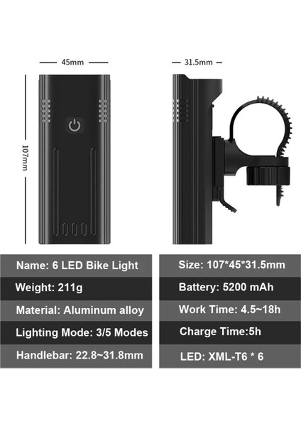 Bisiklet Işığı 3600 Lümen USB Şarj Edilebilir (Yurt Dışından)