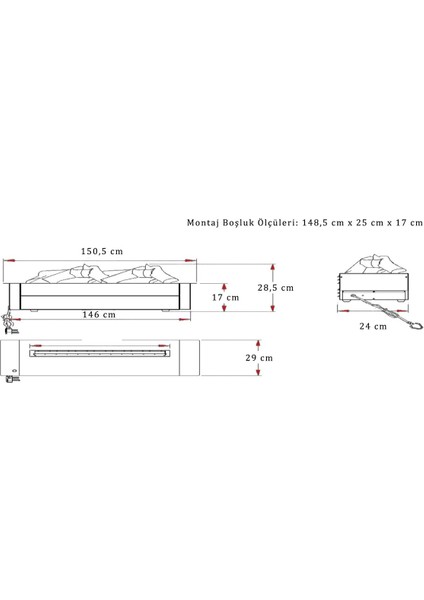 150CM Üç Boyutlu Elektrikli Şömine fiyatları