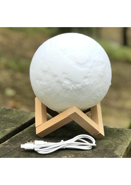 Dekoratif 3D Standlı Ay Gece Lambası Başucu Lambası 5 Renk Büyük Boy