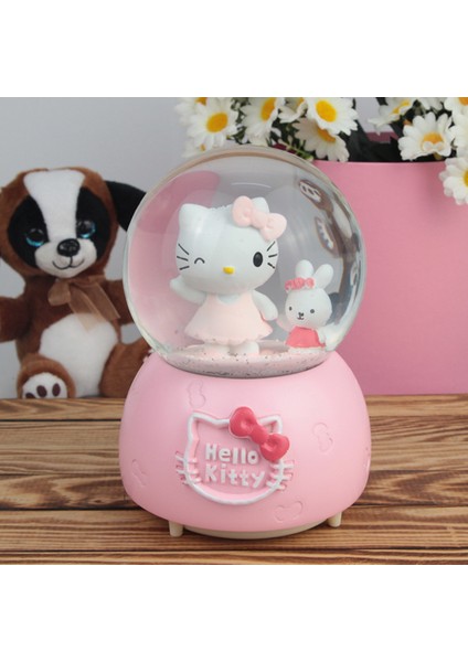 Otomatik Püskürtmeli Kar Küresi Müzikli Işıklı Hello Kitty Yazılı Büyük Boy