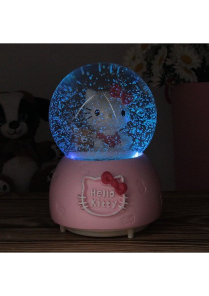 Otomatik Püskürtmeli Kar Küresi Müzikli Işıklı Hello Kitty Yazılı Büyük Boy fırsatları
