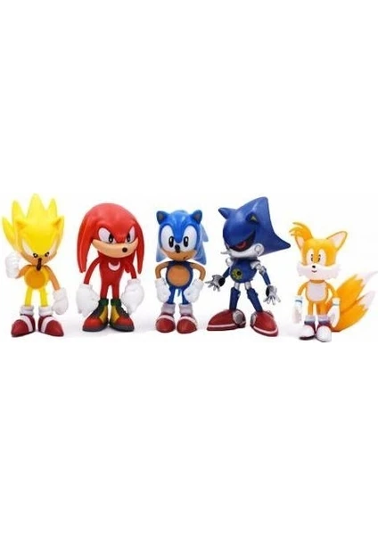 Smart Toys Kirpi Sonic Oyuncak Tails-Knuckles-Super Sonıc-Metal Sonıc-Sonic 5'li Figür Karakter Oyuncak Seti