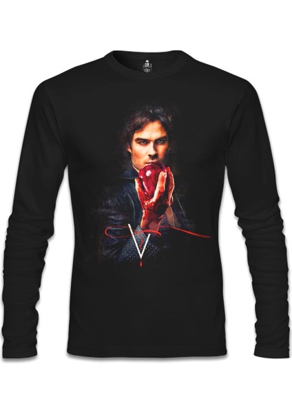 Vampire Diaries - Damon Siyah Erkek Sweatshirt