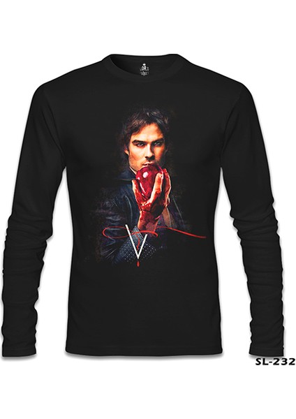 Vampire Diaries - Damon Siyah Erkek Sweatshirt