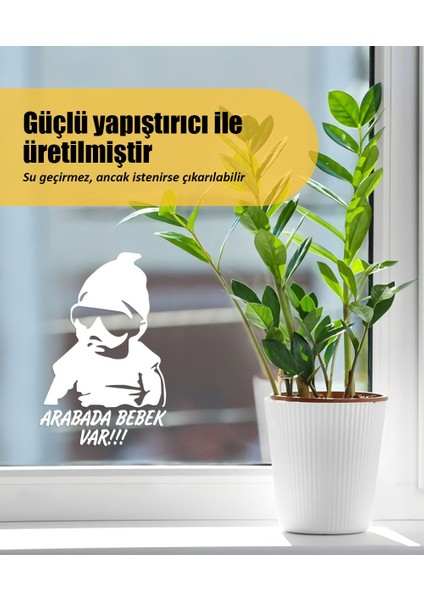 | Arabada Bebek Var Cool | Araba Laptop Duvar Folyo Sticker 15 x 22,5 cm