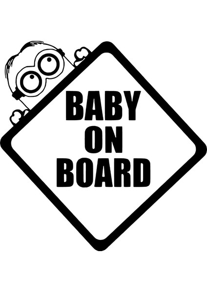 | Baby On Board Minions | Araba Laptop Duvar Folyo Sticker 10 x 10 cm