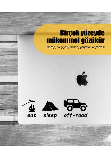 | Eat Sleep Off-Road | Araba Laptop Duvar Folyo Sticker 30 x 9 cm