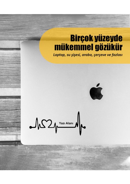 | Isim Soyisim Kalp Atışı | Araba Laptop Duvar Folyo Sticker 25 x 10 cm