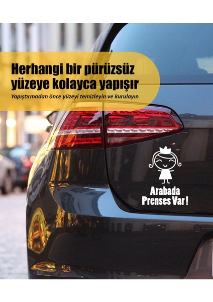 | Arabada Prenses Var | Araba Laptop Duvar Folyo Sticker 10 x 13 cm fiyatları