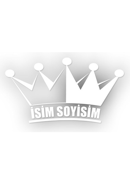 | Isim Soyisim Eğri Taç | Araba Laptop Duvar Folyo Sticker 30 x 15 cm