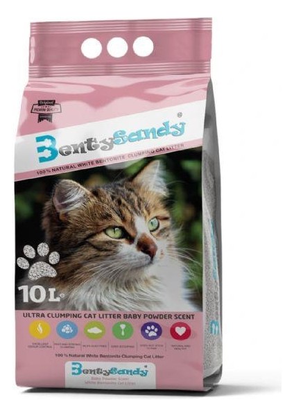 Bebek Pudrası Kokulu Kalın Bentonit Kedi Kumu 10 lt