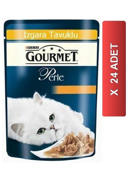 Gourmet Perle Izgara Tavuklu Yaş Kedi Maması 85 gr (24 Tane)