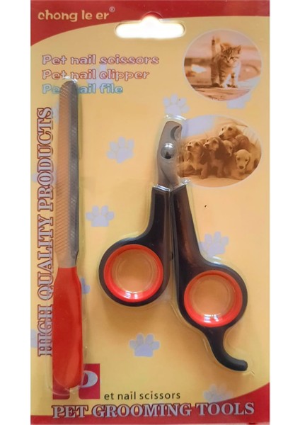 Pet Groomıng Kedi Köpek Siyah Tırnak Makası - Törpü Set 14 cm