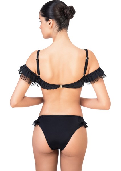 Volanlı Siyah Tüllü Bikini Takımı modelleri