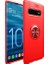 Samsung Galaxy S10 Plus Yüzüklü Manyetik Ravel Kılıf Nano Ekran Koruyucu Full Setkırmızı 1