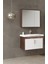 Luna 80 cm Mdf Kahve Taş Banyo Dolabı Alt Modül ve Lavabo 2