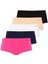 67004 Kadın Siyah-Ten-Beyaz-Fuşya-Lacivertvert 5'li Kıl Lastikli Şort Boxer 1