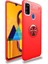 Samsung Galaxy M21 Yüzüklü Manyetik Ravel Kılıf Nano Ekran Koruyucu Full Setkırmızı 1