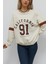 California Baskılı Kolej Yaka Oversize Içi Tüylü Sweatshirt Krem 1