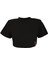 Castor Vatkalı Crop Siyah T-Shirt 3