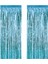 1 Adet 90 cm × 200 cm Metalize Arka Fon Kapı Perdesi Püsküllü Fon Süsü Mavi 1