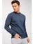 Erkek Indigo Modernfit / Dar Kalıp Bisiklet Yaka Sweatshirt 4