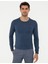 Erkek İndigo Melanj Slim Fit Bisiklet Yaka Basic Triko Kazak 50248582-VR155 1