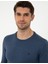 Erkek İndigo Melanj Slim Fit Bisiklet Yaka Basic Triko Kazak 50248582-VR155 2