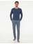 Erkek İndigo Melanj Slim Fit Bisiklet Yaka Basic Triko Kazak 50248582-VR155 4