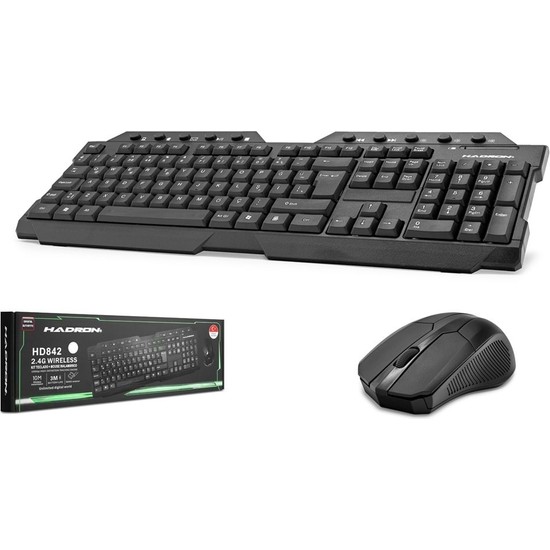 Hadron HD842(834) USB Wifi  Türkçe Q Kablosuz Klavye Mouse Set Siyah