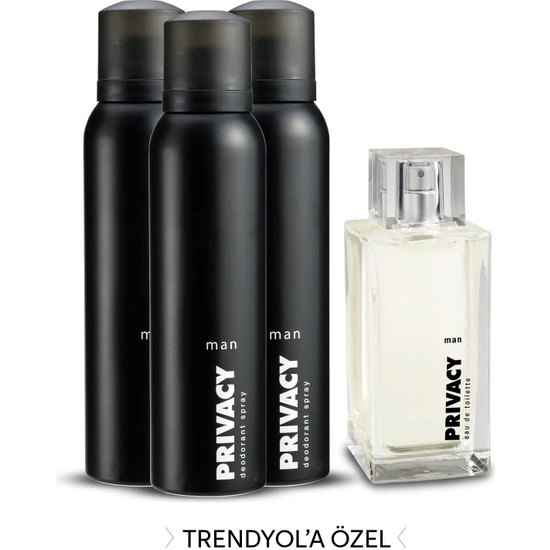 Privacy Edt Erkek Parfümü 100 ml + 3'lü Deodorant 150 ml 507637-2