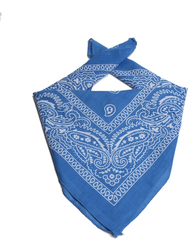 Attach Ükb-Mavi Şal Desen Damla Tasarım Kare Bandana