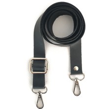 Alfa Tasarım Atölyesi Deri Çanta Sapı Gümüş (120 Cm) - Siyah Rengi