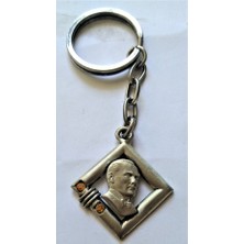 Ata Tanıtım 925 Ayar Gerçek Gümüş Kaplama, Taşlı Atatürk Anahtarlık