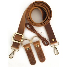 Alfa Tasarım Atölyesi Deri Çanta Sapı Altın Renk Aksesuarlı (120 Cm) - Crazy Camel Rengi