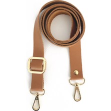 Alfa Tasarım Atölyesi Deri Çanta Sapı Altın (120 Cm) - Camel Rengi
