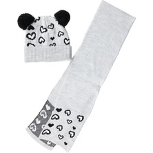 Leopar Ponpon Atkı-Bere S Gri Kız Çocuk Atkı-Bere