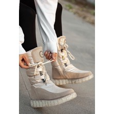 Khayt Julia Su Geçirmez Sıcak Astar Kaymaz Taban Fermuarlı Fashion Kadın Spor Çizme