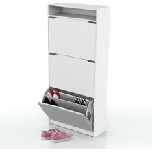 Dekorex AYK-101-BEYAZ 3 Düşer Kapaklı Ayakkabılık