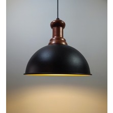 Riolight modern,rustik,vintage mutfak,oda,cafe,oteller için siyah 1xe27 metal sarkıt avize çap:30cm