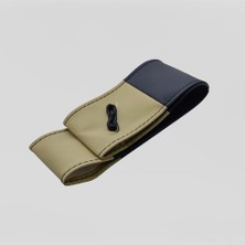 Gürler Oto Aksesuar Dikmeli Deri Direksiyon Kılıfı Iki Renkli Bej Siyah Soft Esnek Kokusuz Standart 38CM