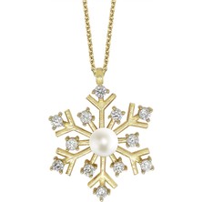 Altın Sepeti Gümüş Altın Rengi Incili Kartanesi Kolye