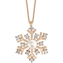 Altın Sepeti Rose Gümüş Inci Kartane Kolye