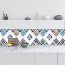 Sticker Art Mutfak Tezgah Arası Folyo Fayans Kaplama Folyosu 3D Karo 60X300 cm