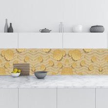 Sticker Art Mutfak Tezgah Arası Folyo Fayans Kaplama Folyosu 3D Sarı Çiçekler 60X300 cm
