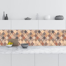 Sticker Art Mutfak Tezgah Arası Folyo Fayans Kaplama Folyosu Dörtgen Kahverengi 60X200 cm